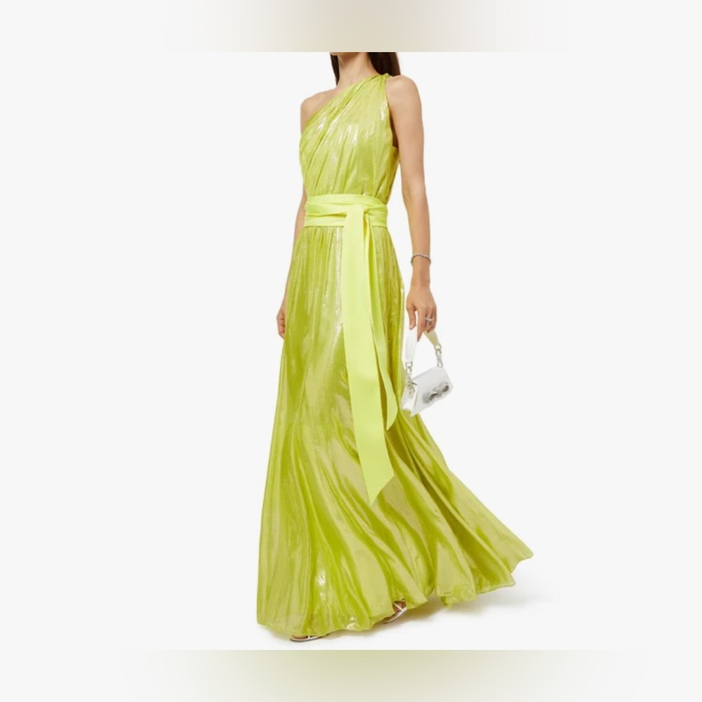 ALICE + OLIVIA Milan One Shoulder Silk Blend Maxi Gown Dress
